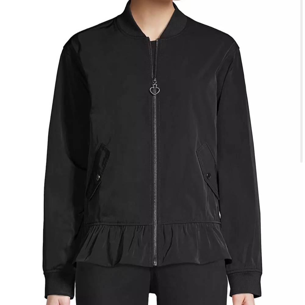 Kate Spade loose fit ruffle hem bomber jacket, Large